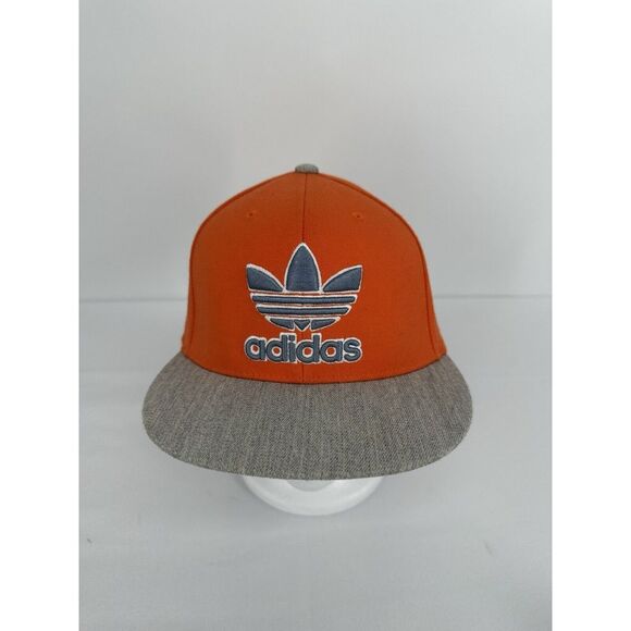 Adidas Flex Fit Hat 210 Fitted Flexfit 7 1/4 - 7 5/8 Orange And Gray Cap Logo - Picture 1 of 10